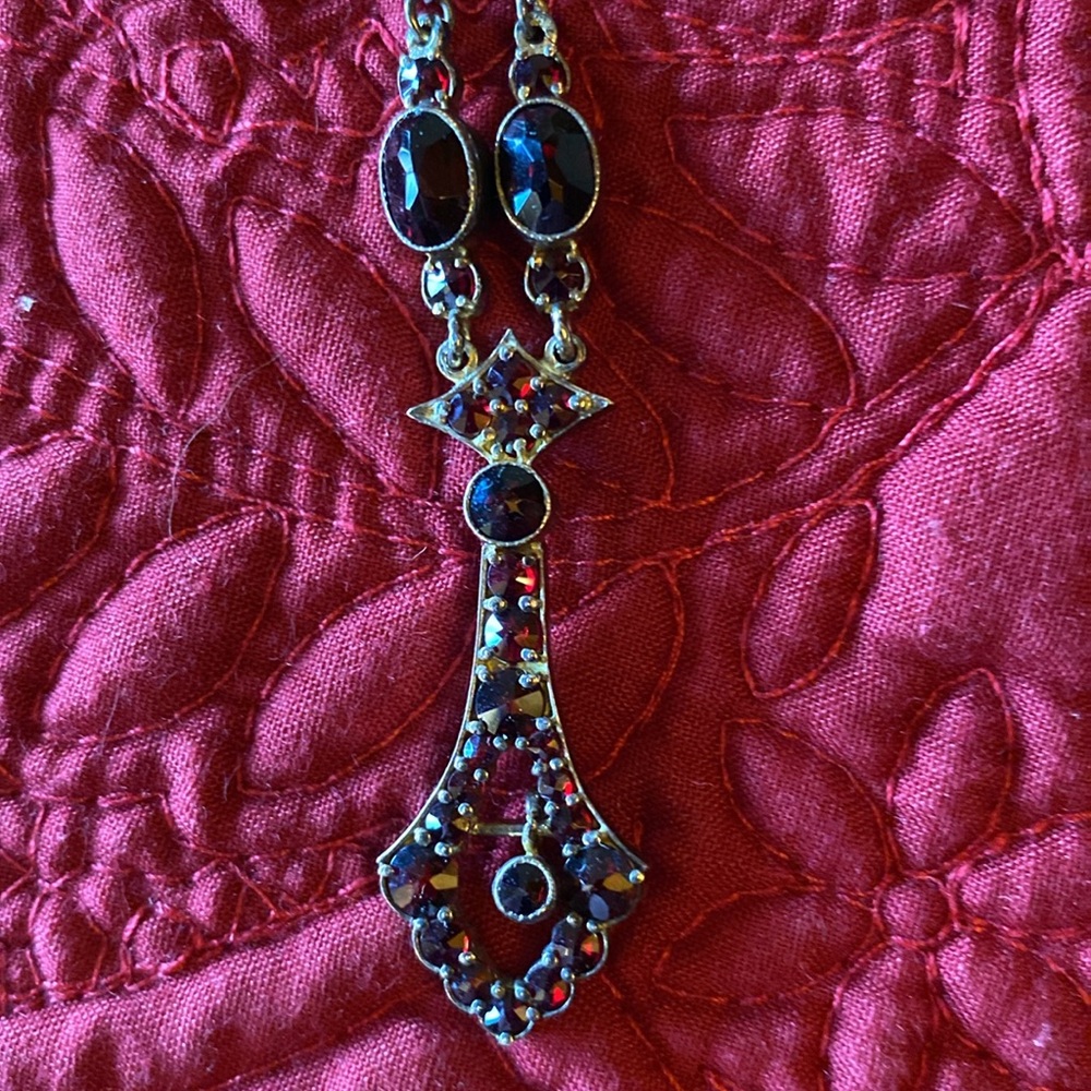 Vintage Sterling Garnet Necklace - Picture 6 of 6